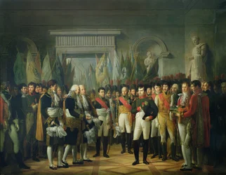 Napoleon I (1769-1821) ontvangt de afgevaardigden van de Conservatieve Senaat in het Koninklijk Paleis in Berlijn, 19 november 1806